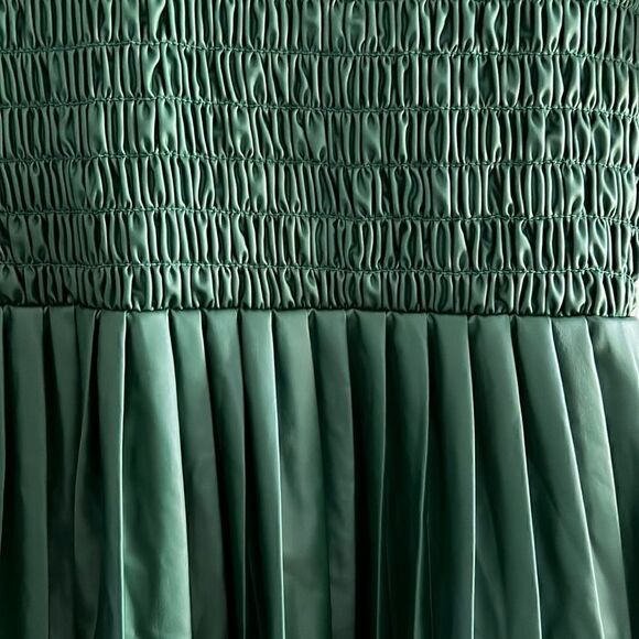 Zara Ruched Faux Leather Holiday Top in Green - Picture 10 of 16